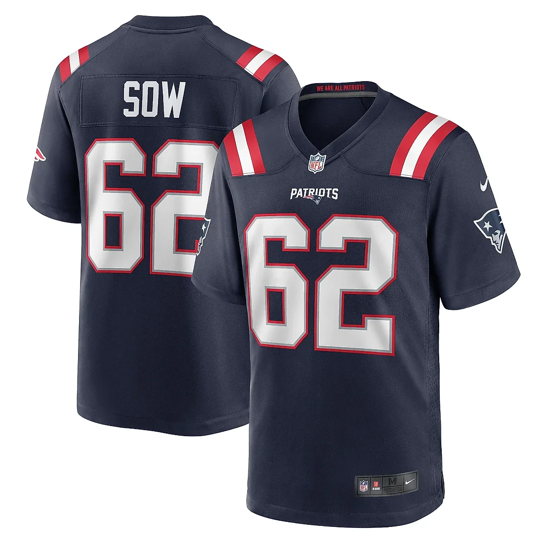Zennovawear Men's New England Patriots Sidy Sow Navy Team Game Jersey