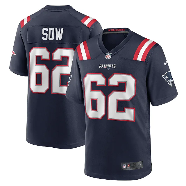 Zennovawear Men's New England Patriots Sidy Sow Navy Team Game Jersey