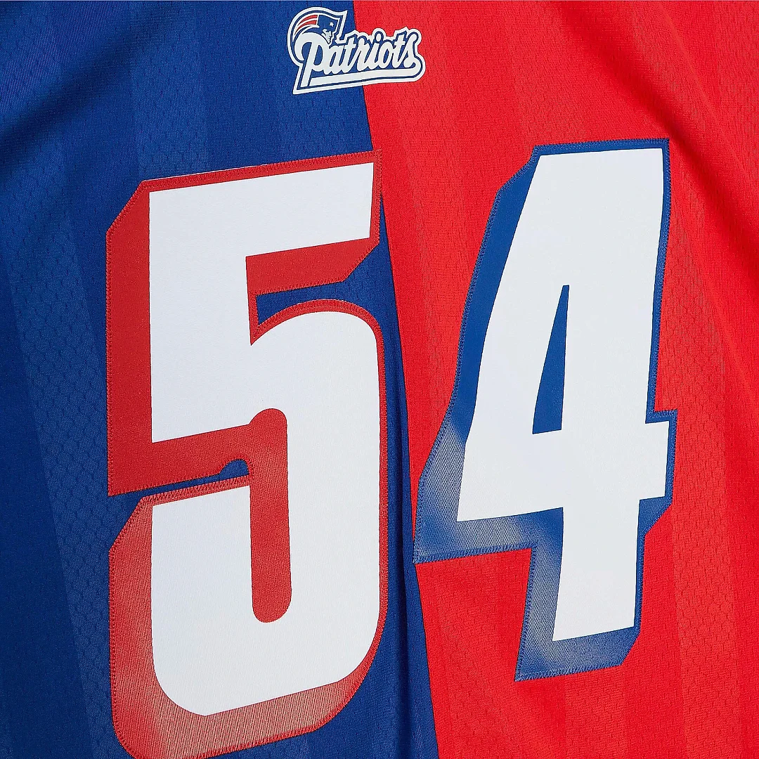Zennovawear Men's New England Patriots Tedy Bruschi Mitchell & Ness Royal/Red 1996 Split Legacy Jersey