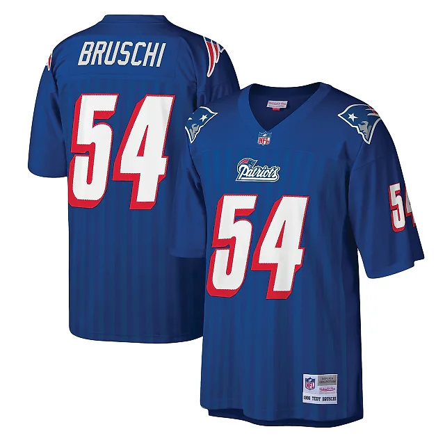 Zennovawear Men's New England Patriots Tedy Bruschi Mitchell & Ness Royal Legacy Jersey
