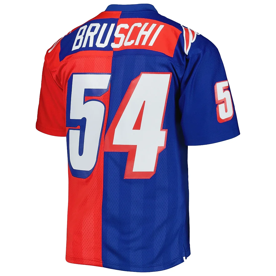 Zennovawear Men's New England Patriots Tedy Bruschi Mitchell & Ness Royal/Red 1996 Split Legacy Jersey