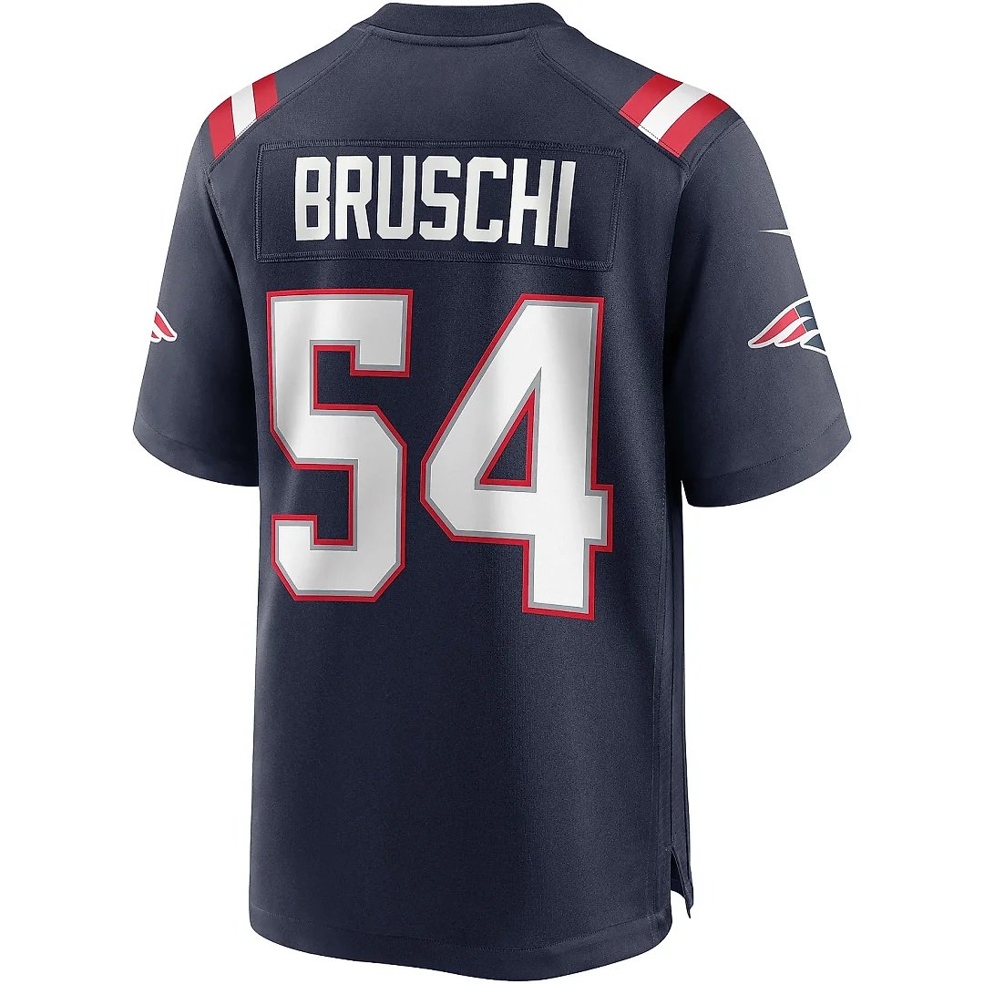 Zennovawear Men's New England Patriots Tedy Bruschi Navy Game Retired Player Jersey