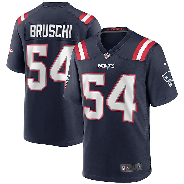 Zennovawear Men's New England Patriots Tedy Bruschi Navy Game Retired Player Jersey
