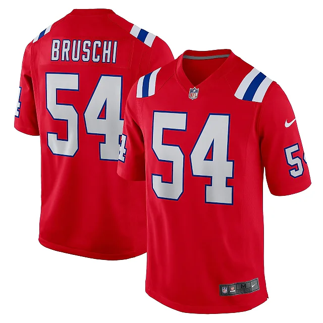 Zennovawear Men's New England Patriots Tedy Bruschi Red Retired Player Alternate Game Jersey