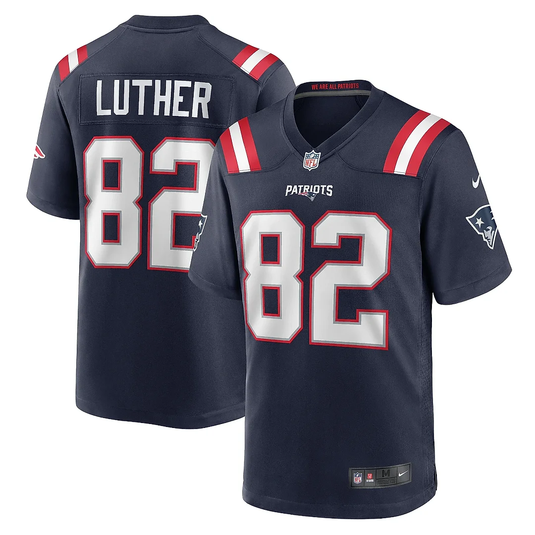 Zennovawear Men's New England Patriots T.J. Luther Navy Team Game Jersey