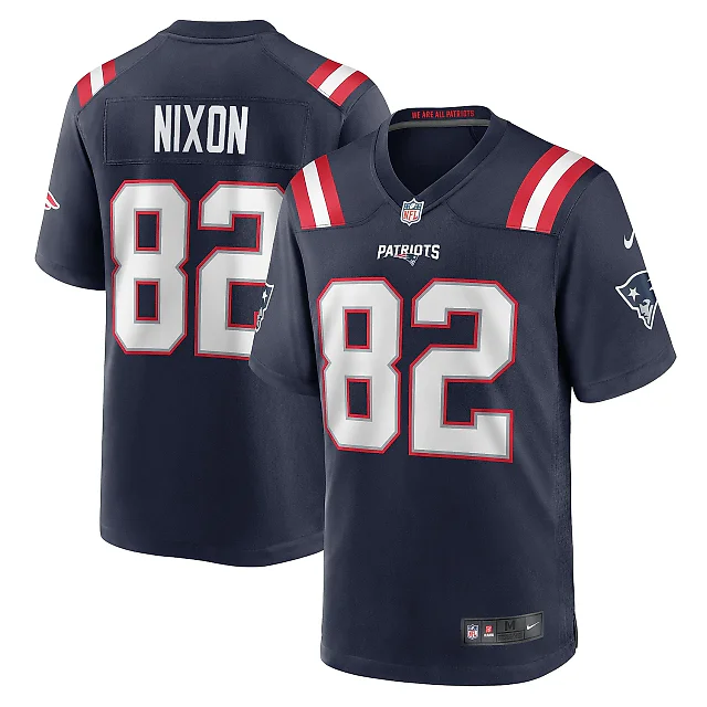 Zennovawear Men's New England Patriots Tre Nixon Navy Player Game Jersey