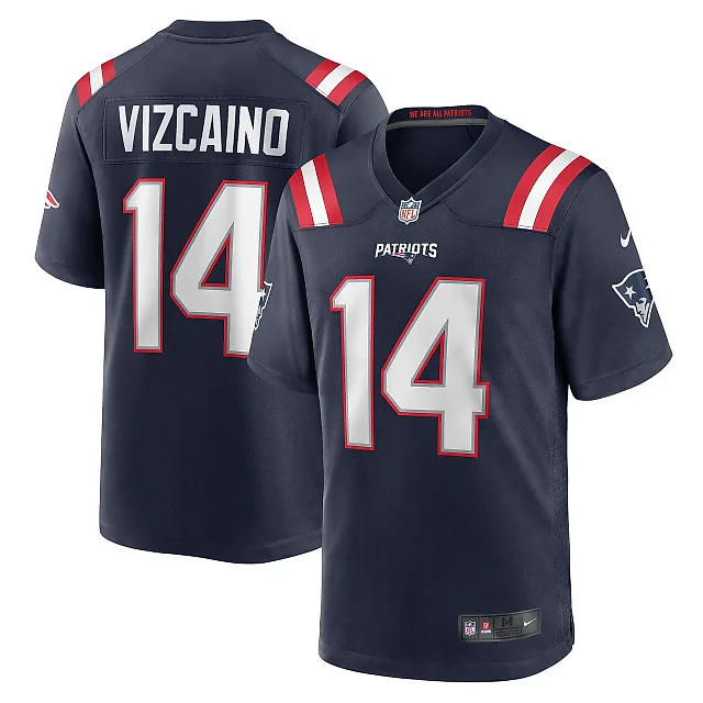 Zennovawear Men's New England Patriots Tristan Vizcaino Navy Home Game Player Jersey
