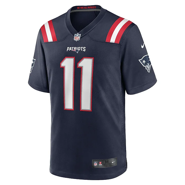Zennovawear Men's New England Patriots Tyquan Thornton Navy Game Player Jersey