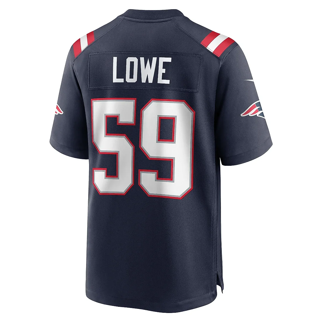 Zennovawear Men's New England Patriots Vederian Lowe Navy Team Game Jersey