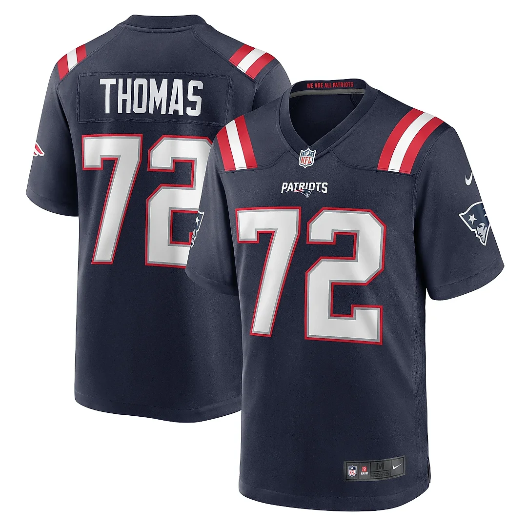 Zennovawear Men's New England Patriots Zach Thomas Navy Game Jersey