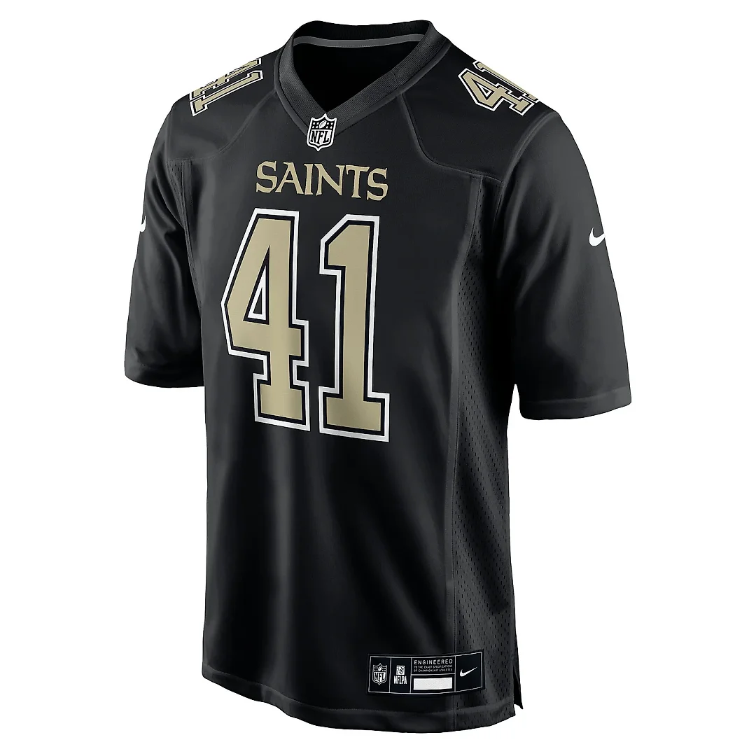 Zennovawear Men's New Orleans Saints Alvin Kamara Carbon Black Fashion Game Jersey