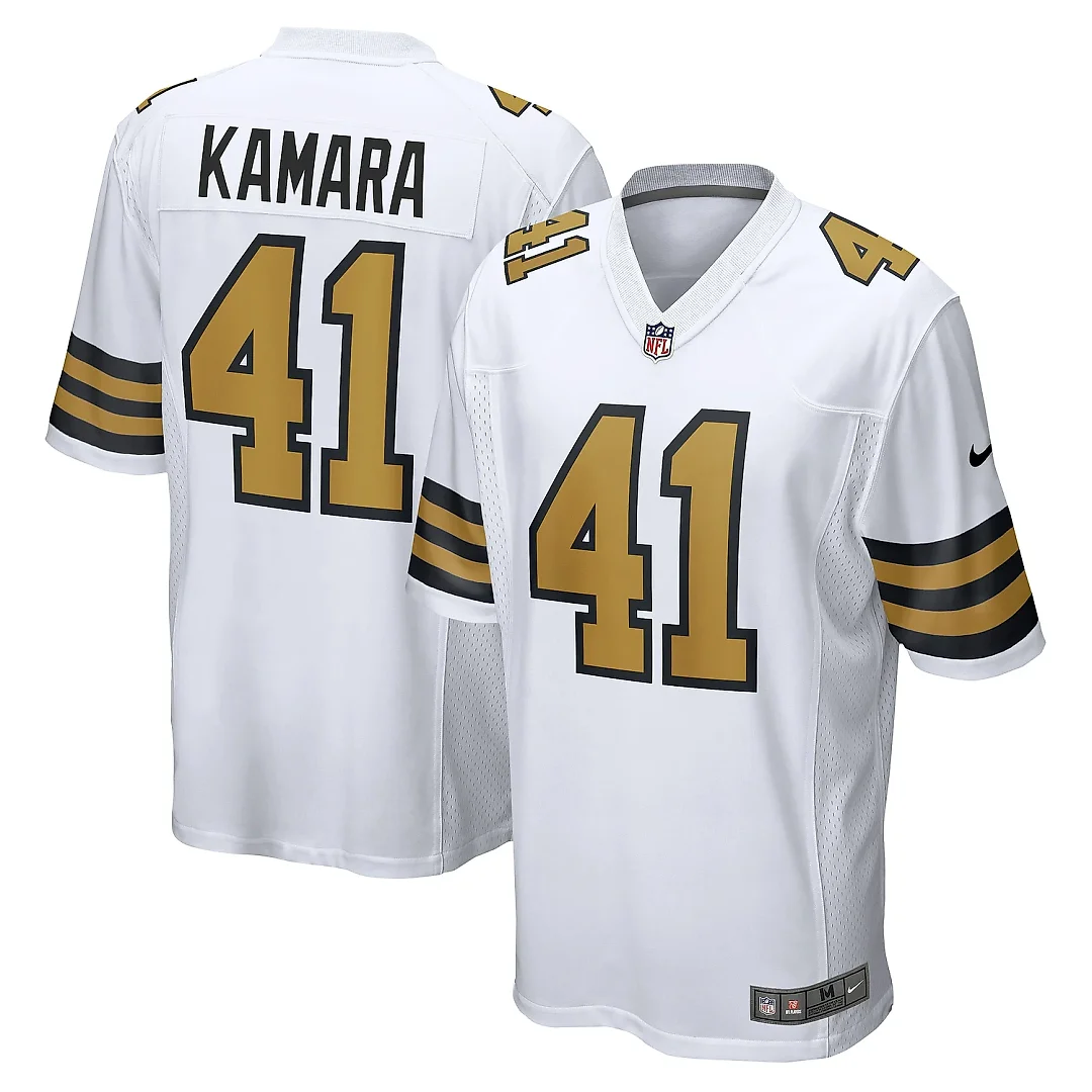 Zennovawear Men's New Orleans Saints Alvin Kamara White Alternate Game Jersey