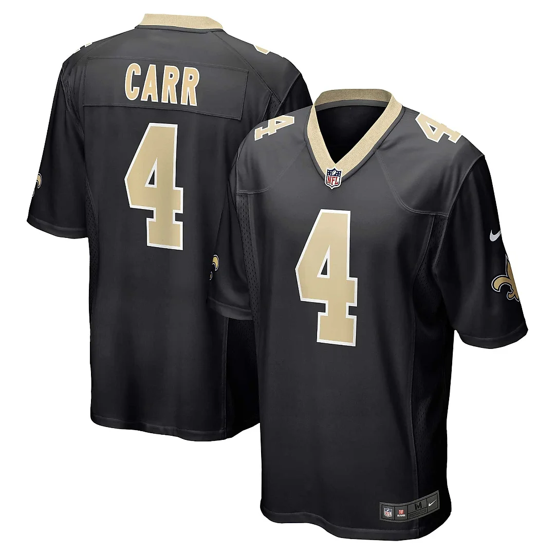 Zennovawear Men's New Orleans Saints Derek Carr Black Game Jersey