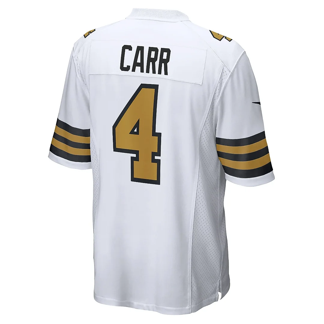 Zennovawear Men's New Orleans Saints Derek Carr White Alternate Game Jersey