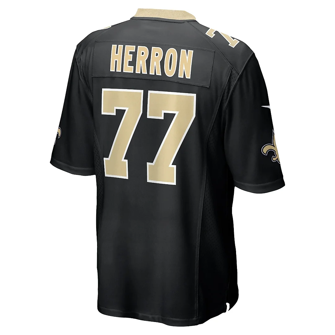 Zennovawear Men's New Orleans Saints Justin Herron Black Game Jersey