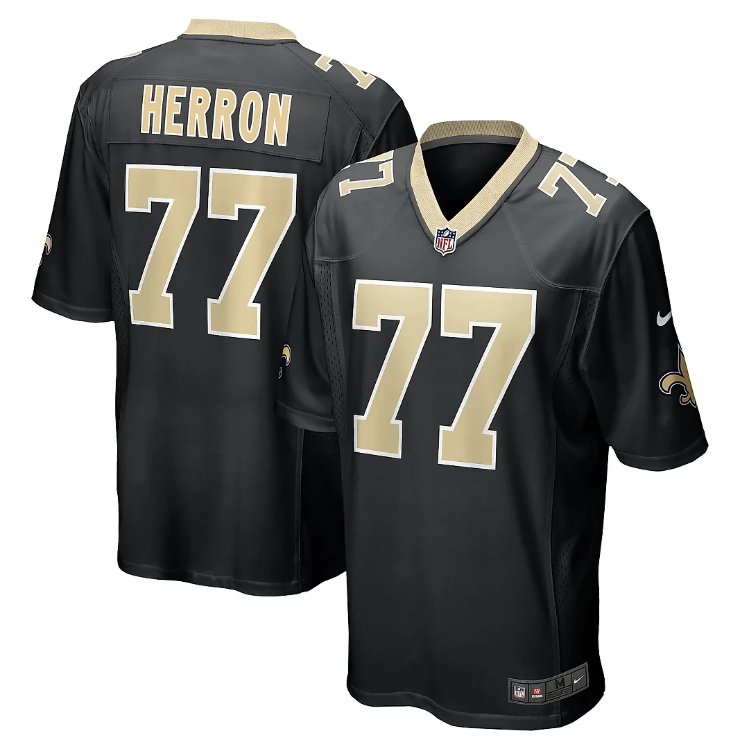 Zennovawear Men's New Orleans Saints Justin Herron Black Game Jersey