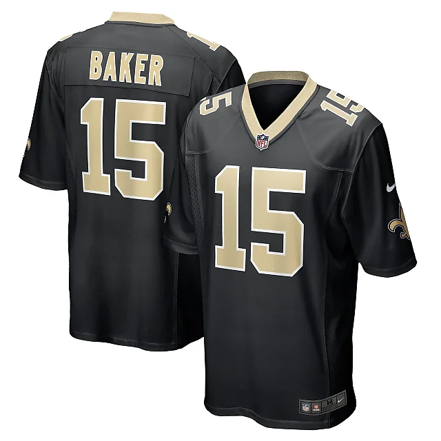 Zennovawear Men's New Orleans Saints Kawaan Baker Black Game Player Jersey