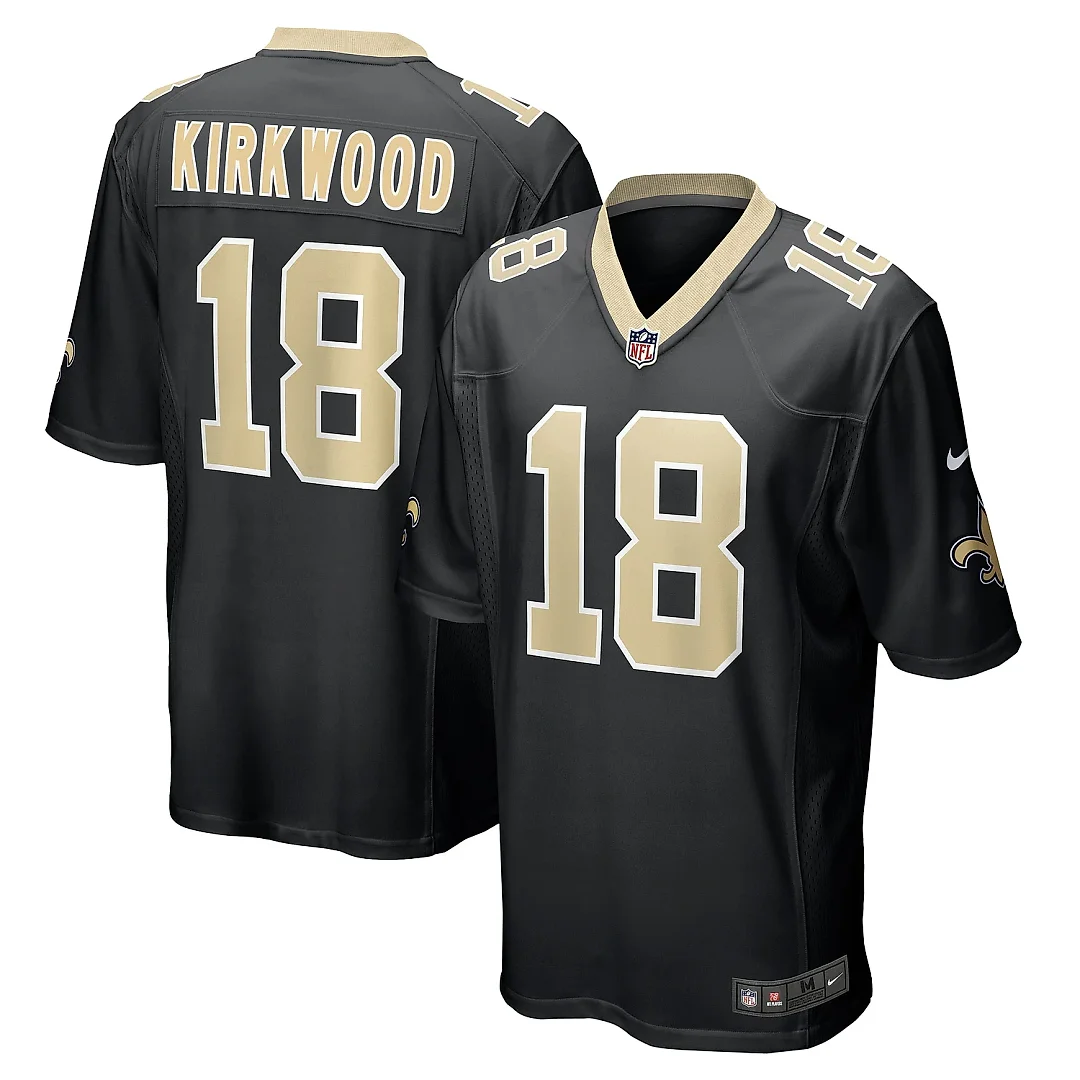 Zennovawear Men's New Orleans Saints Keith Kirkwood Black Team Game Jersey