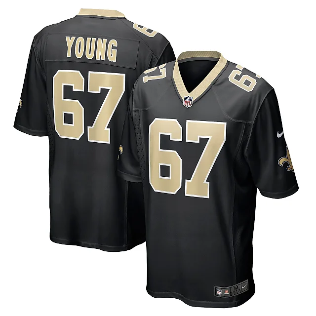 Zennovawear Men's New Orleans Saints Landon Young Black Game Jersey