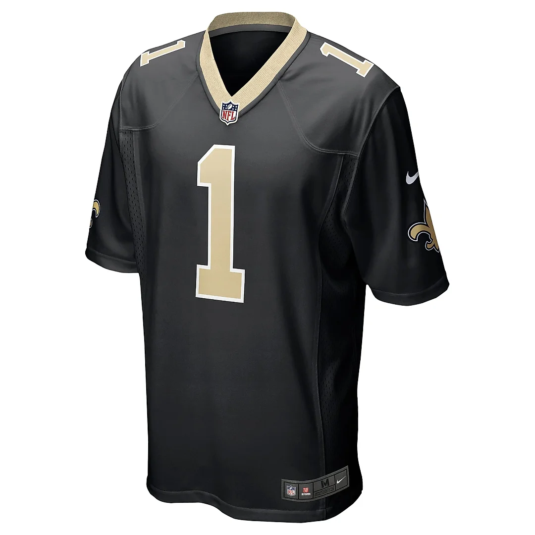 Zennovawear Men's New Orleans Saints Number 1 Dad Black Game Jersey