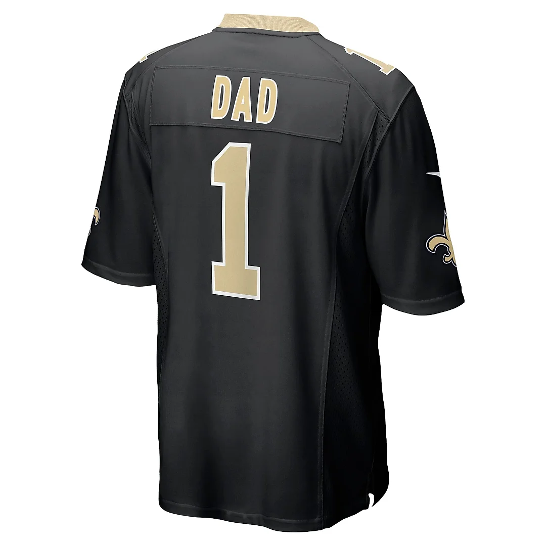 Zennovawear Men's New Orleans Saints Number 1 Dad Black Game Jersey