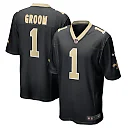 Zennovawear Men's New Orleans Saints Number 1 Groom Black Game Jersey