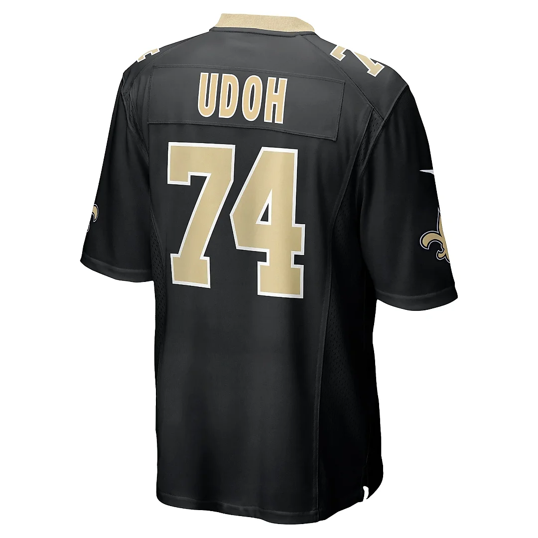 Zennovawear Men's New Orleans Saints Olisaemeka Udoh Black Game Jersey