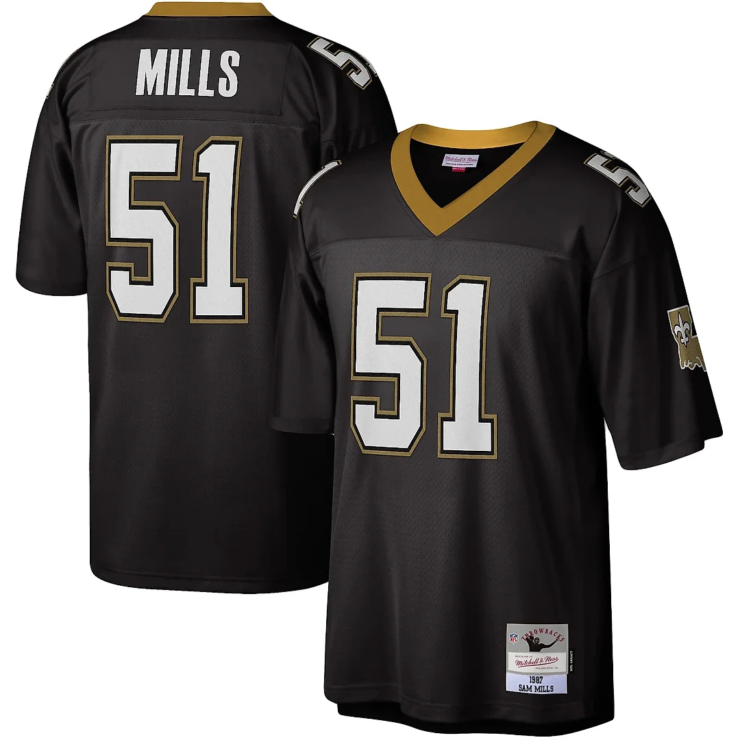 Zennovawear Men's New Orleans Saints Sam Mills Mitchell & Ness Black Legacy Jersey