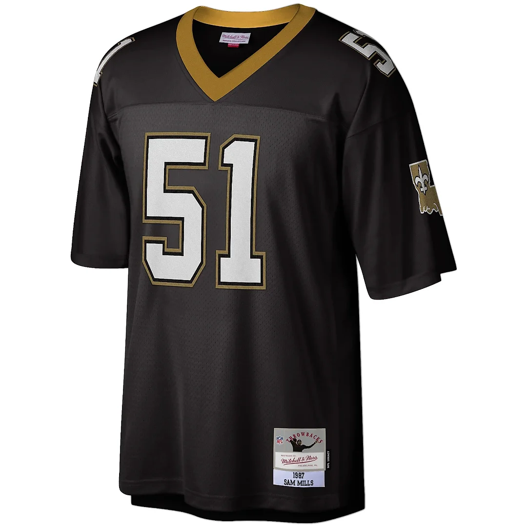 Zennovawear Men's New Orleans Saints Sam Mills Mitchell & Ness Black Legacy Jersey