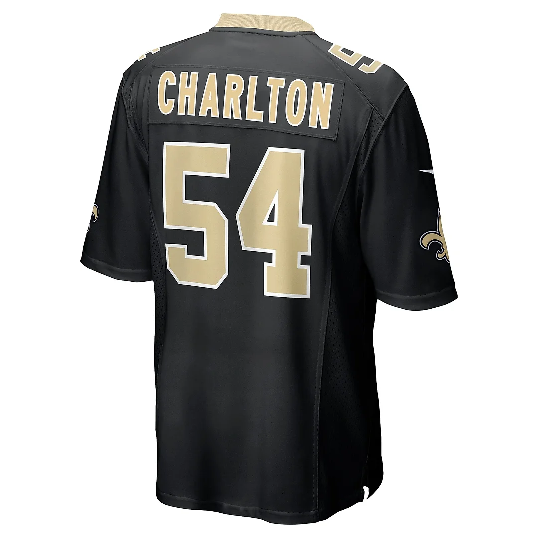 Zennovawear Men's New Orleans Saints Taco Charlton Black Game Player Jersey