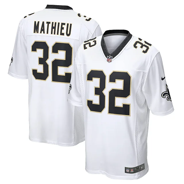 Zennovawear Men's New Orleans Saints Tyrann Mathieu White Game Jersey
