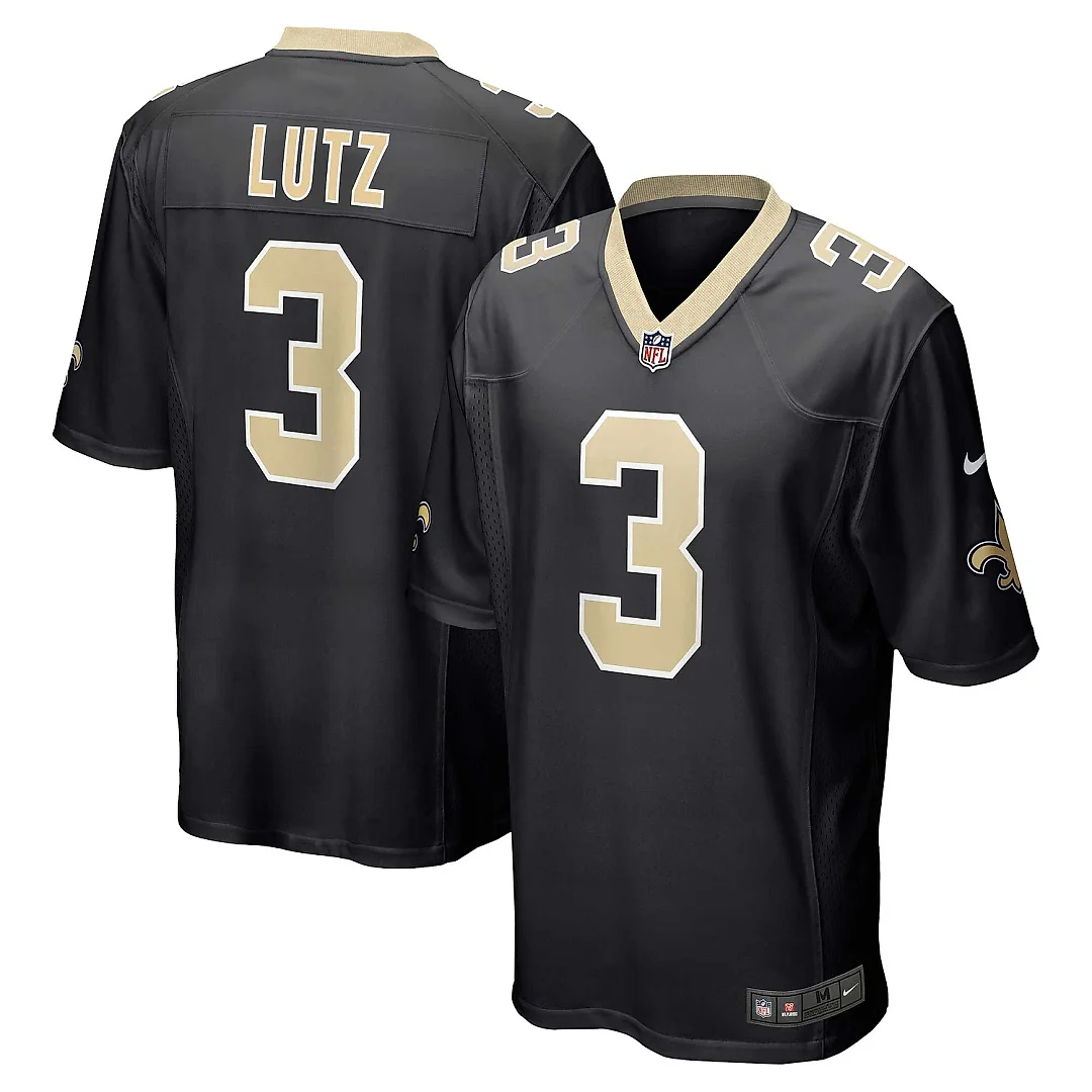 Zennovawear Men's New Orleans Saints Wil Lutz Black Game Jersey