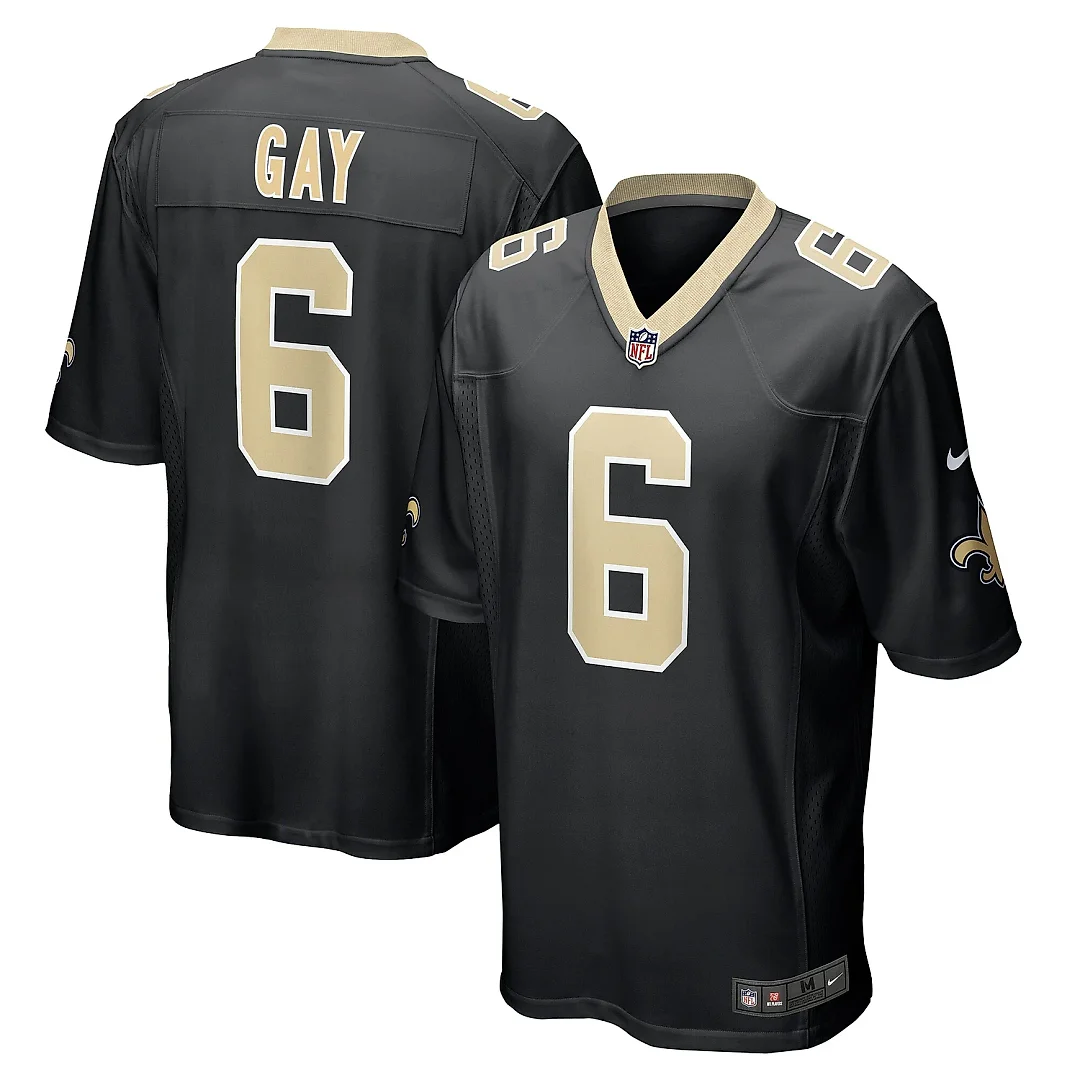 Zennovawear Men's New Orleans Saints Willie Gay Black Game Jersey