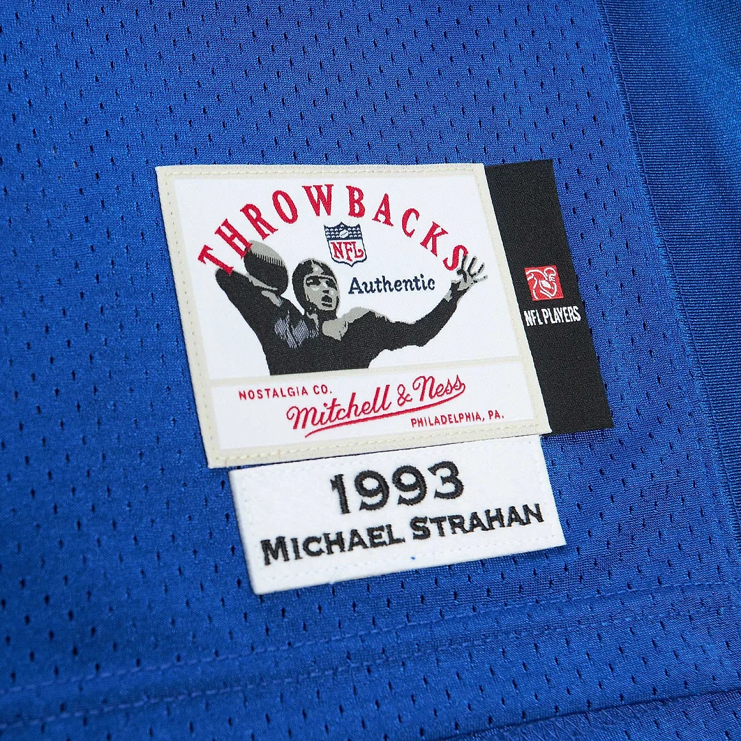 Zennovawear Men's New York Giants 1993 Michael Strahan Mitchell & Ness Royal Throwback Retired Player Jersey