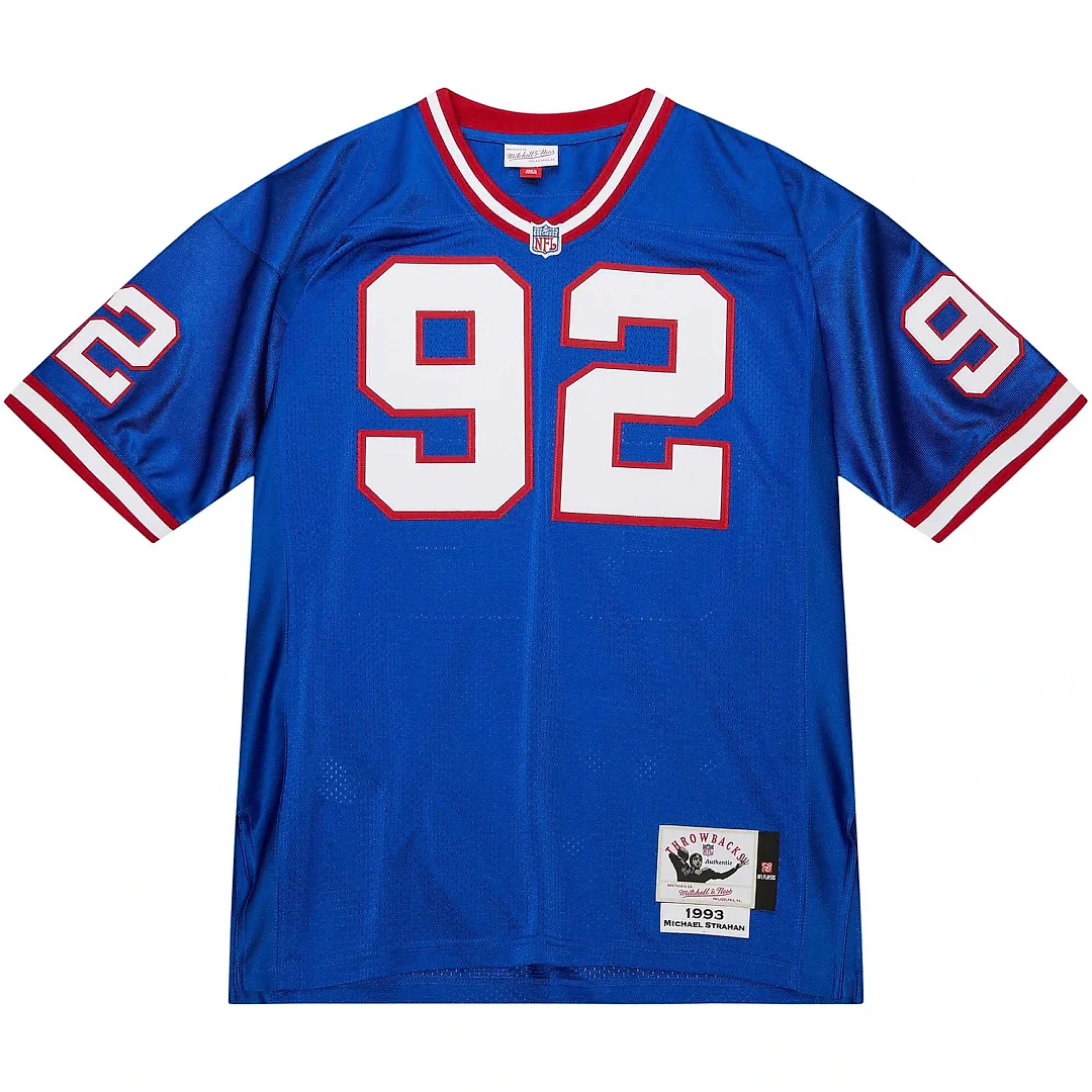 Zennovawear Men's New York Giants 1993 Michael Strahan Mitchell & Ness Royal Throwback Retired Player Jersey