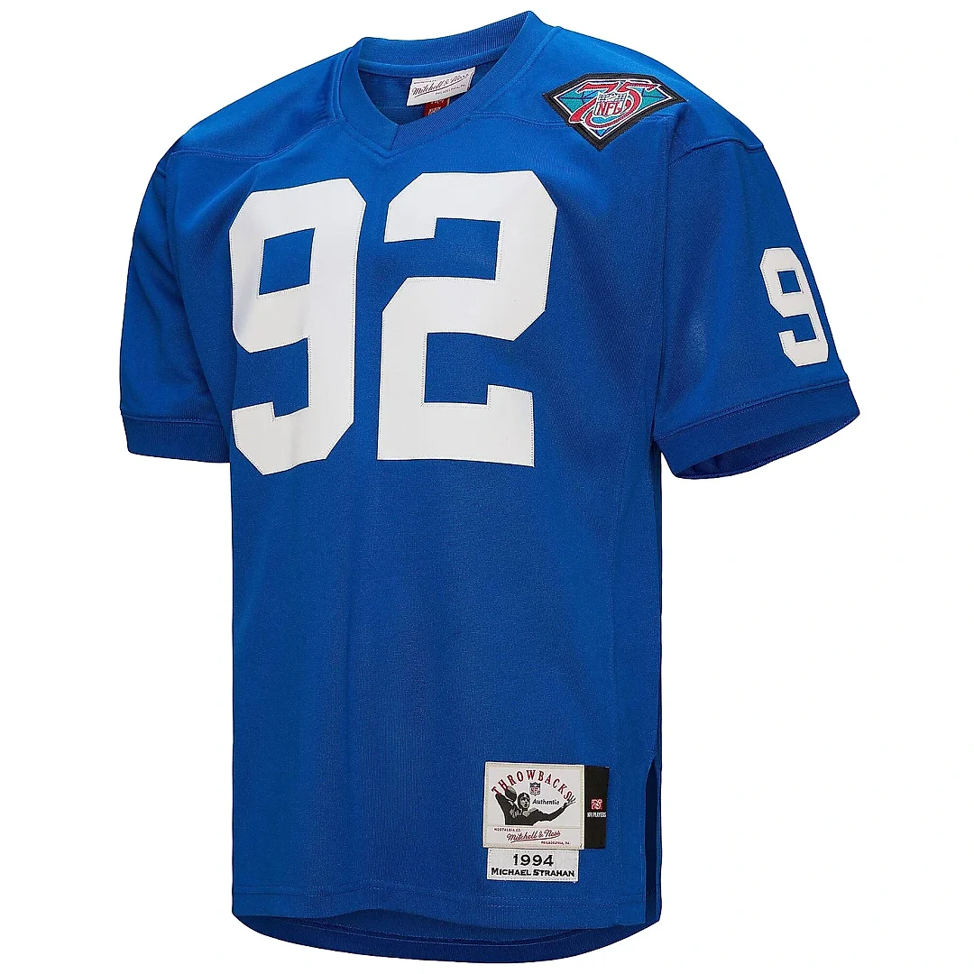 Zennovawear Men's New York Giants 1994 Michael Strahan Mitchell & Ness Royal Throwback Retired Player Jersey