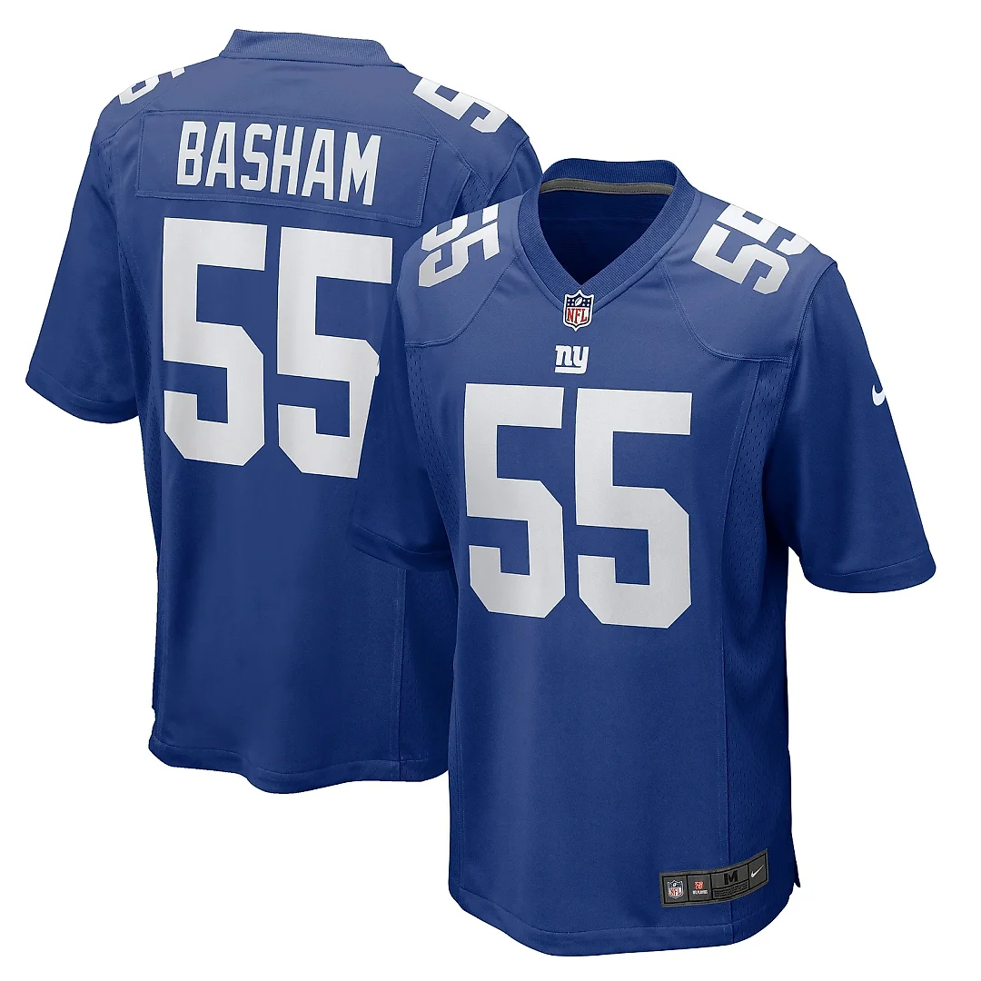 Zennovawear Men's New York Giants Boogie Basham Royal Team Game Jersey