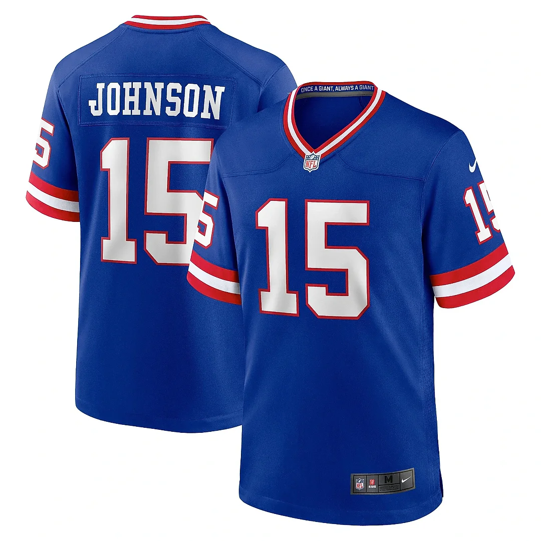 Zennovawear Men's New York Giants Collin Johnson Royal Classic Player Game Jersey