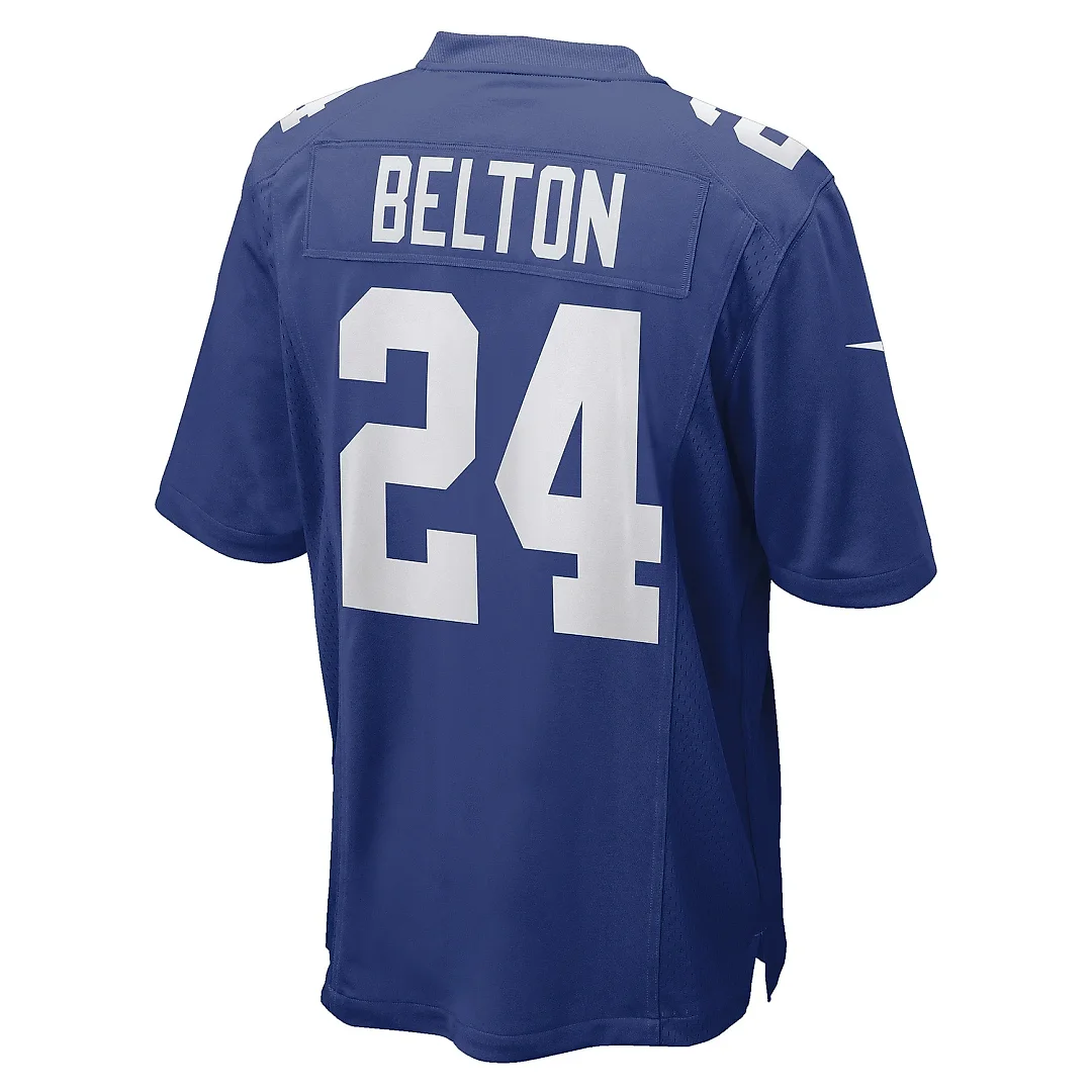 Zennovawear Men's New York Giants Dane Belton Royal Game Player Jersey