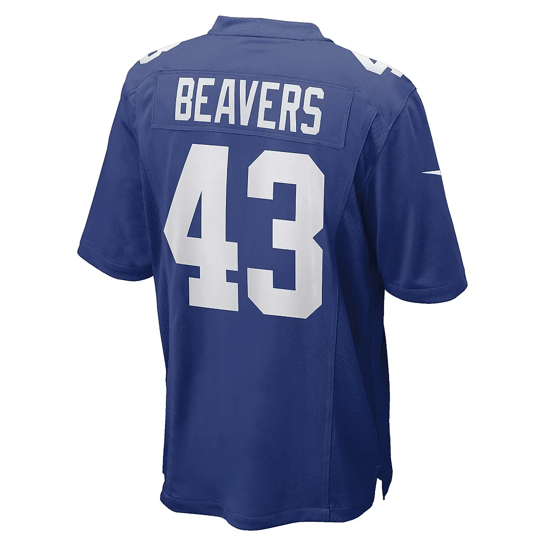 Zennovawear Men's New York Giants Darrian Beavers Royal Game Player Jersey