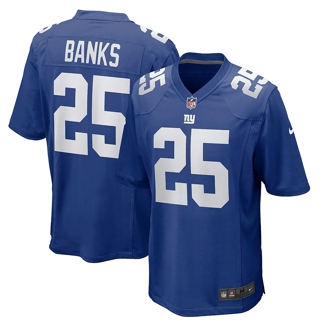 Zennovawear Men's New York Giants Deonte Banks Royal Team Game Jersey