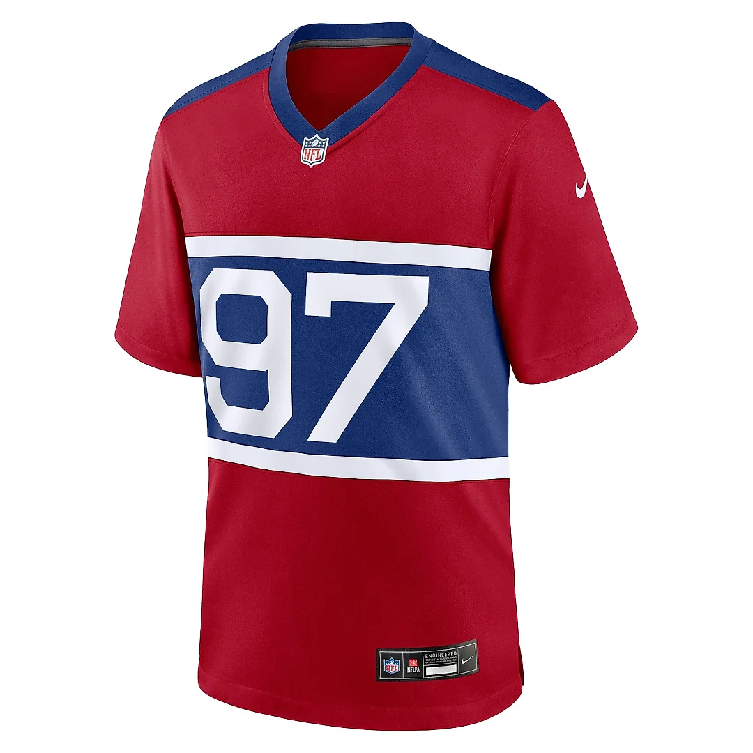 Zennovawear Men's New York Giants Dexter Lawrence II Century Red Alternate Player Game Jersey