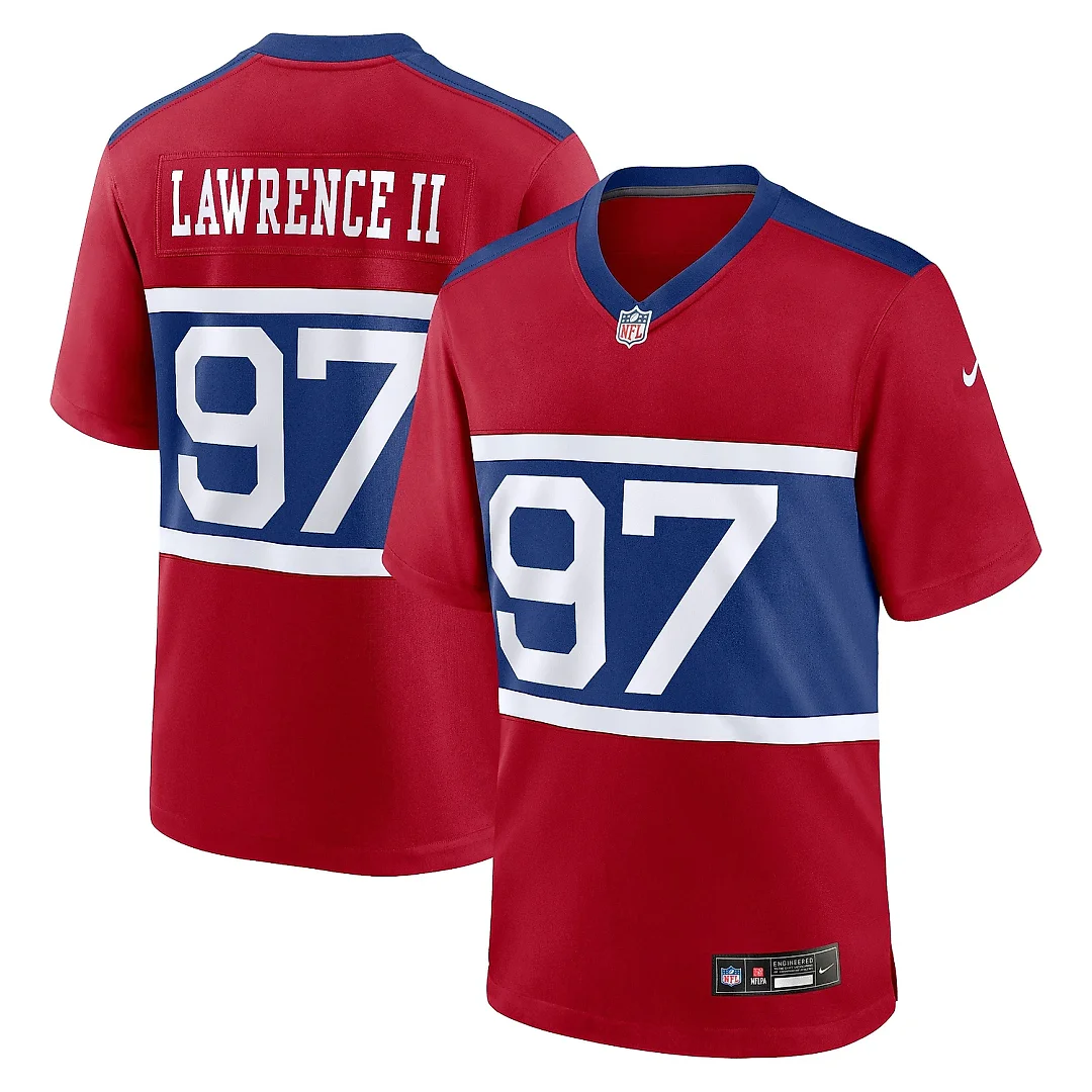 Zennovawear Men's New York Giants Dexter Lawrence II Century Red Alternate Player Game Jersey
