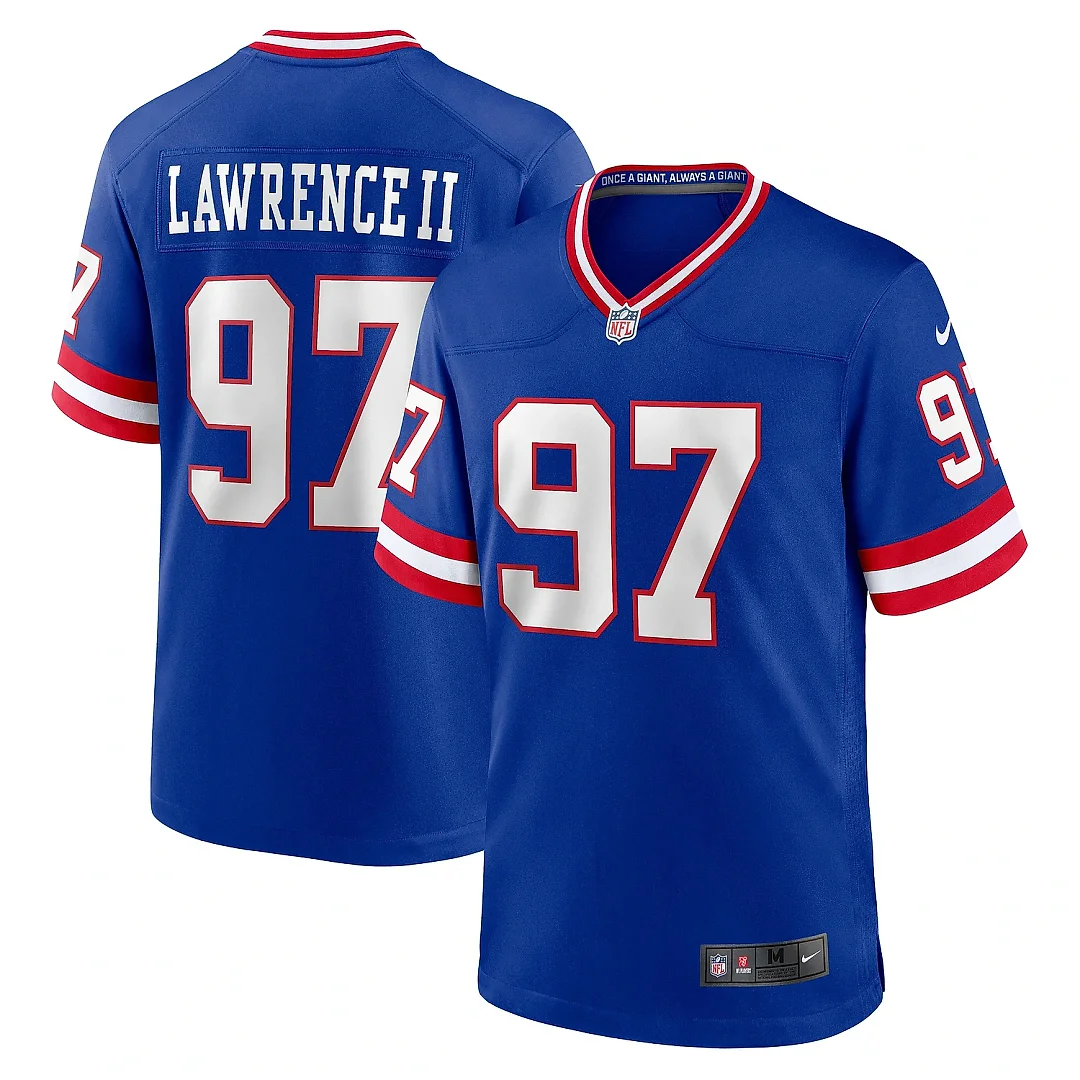 Zennovawear Men's New York Giants Dexter Lawrence II Royal Classic Game Player Jersey