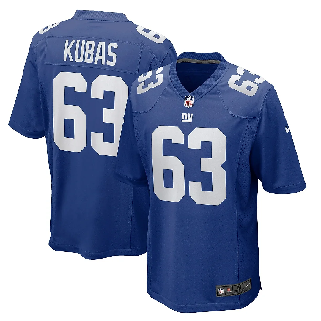 Zennovawear Men's New York Giants Jake Kubas Royal Team Game Jersey