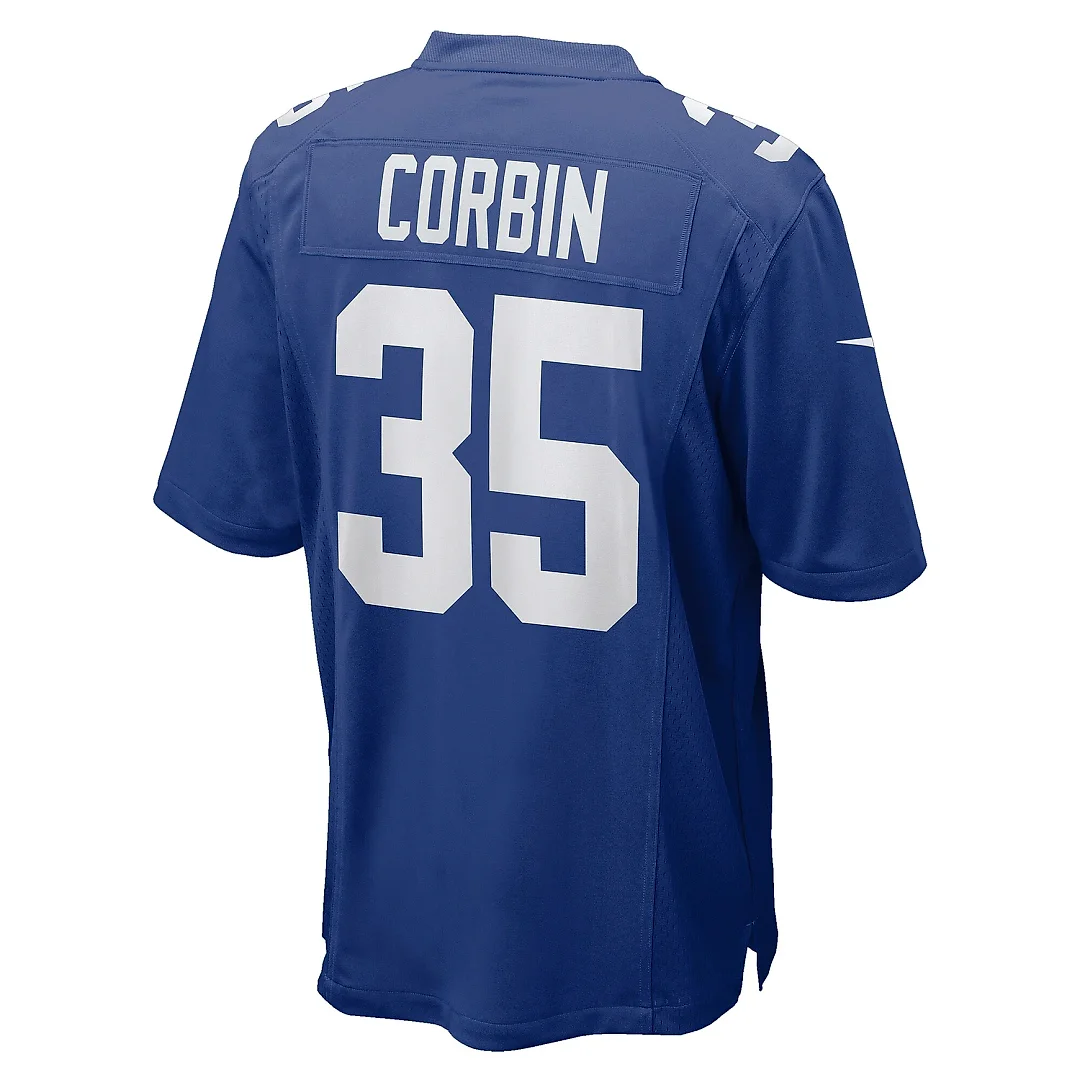 Zennovawear Men's New York Giants Jashaun Corbin Royal Team Game Jersey
