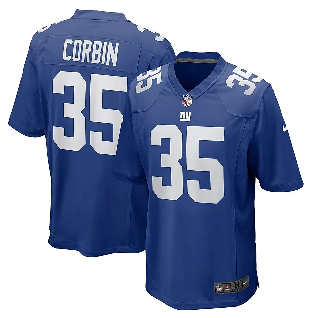 Zennovawear Men's New York Giants Jashaun Corbin Royal Team Game Jersey