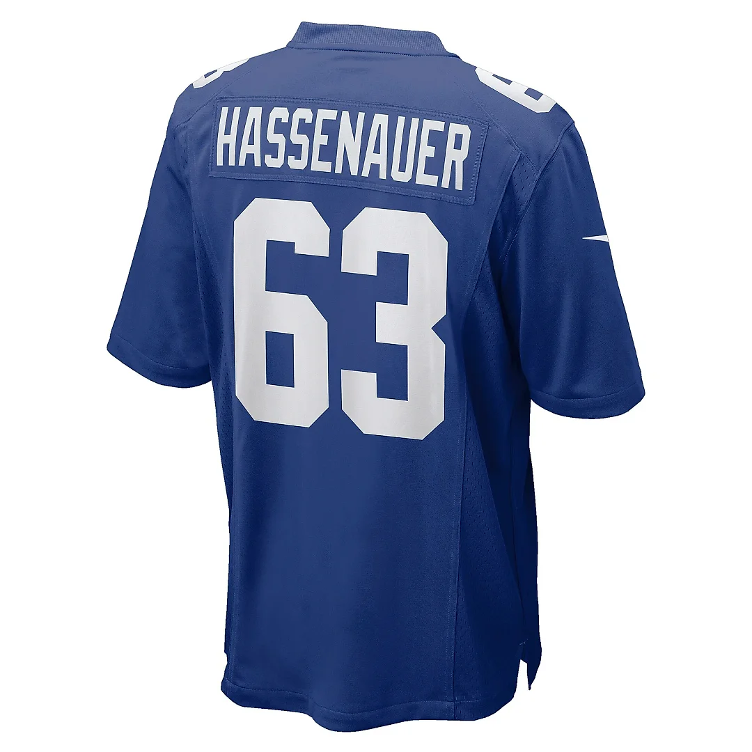 Zennovawear Men's New York Giants JC Hassenauer Royal Team Game Jersey