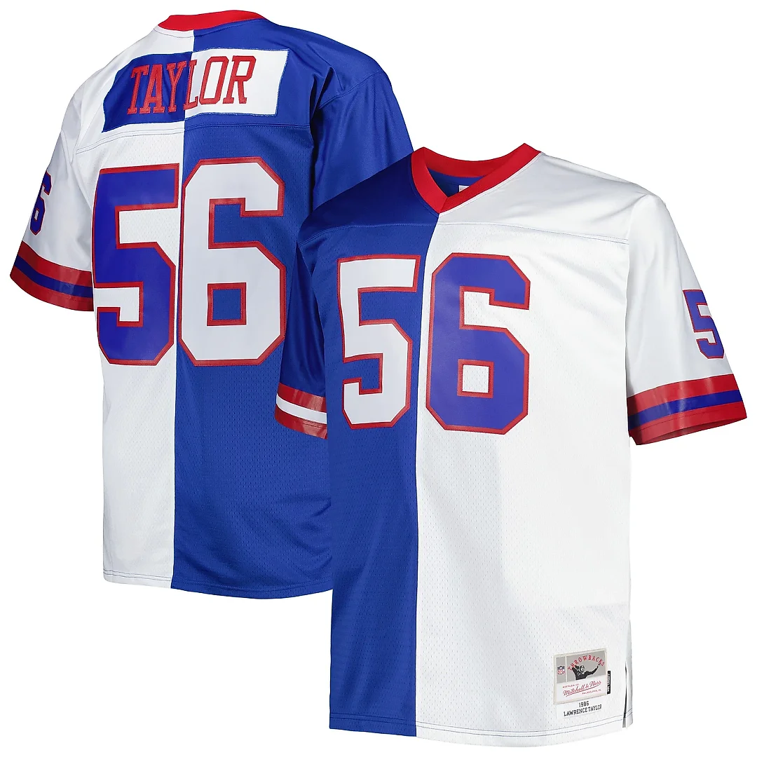 Zennovawear Men's New York Giants Lawrence Taylor Mitchell & Ness Royal/White Big & Tall Split Legacy Retired Player Jersey