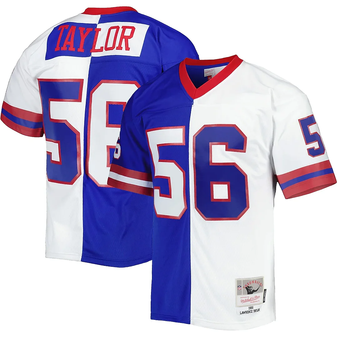 Zennovawear Men's New York Giants Lawrence Taylor Mitchell & Ness Royal/White 1986 Split Legacy Jersey